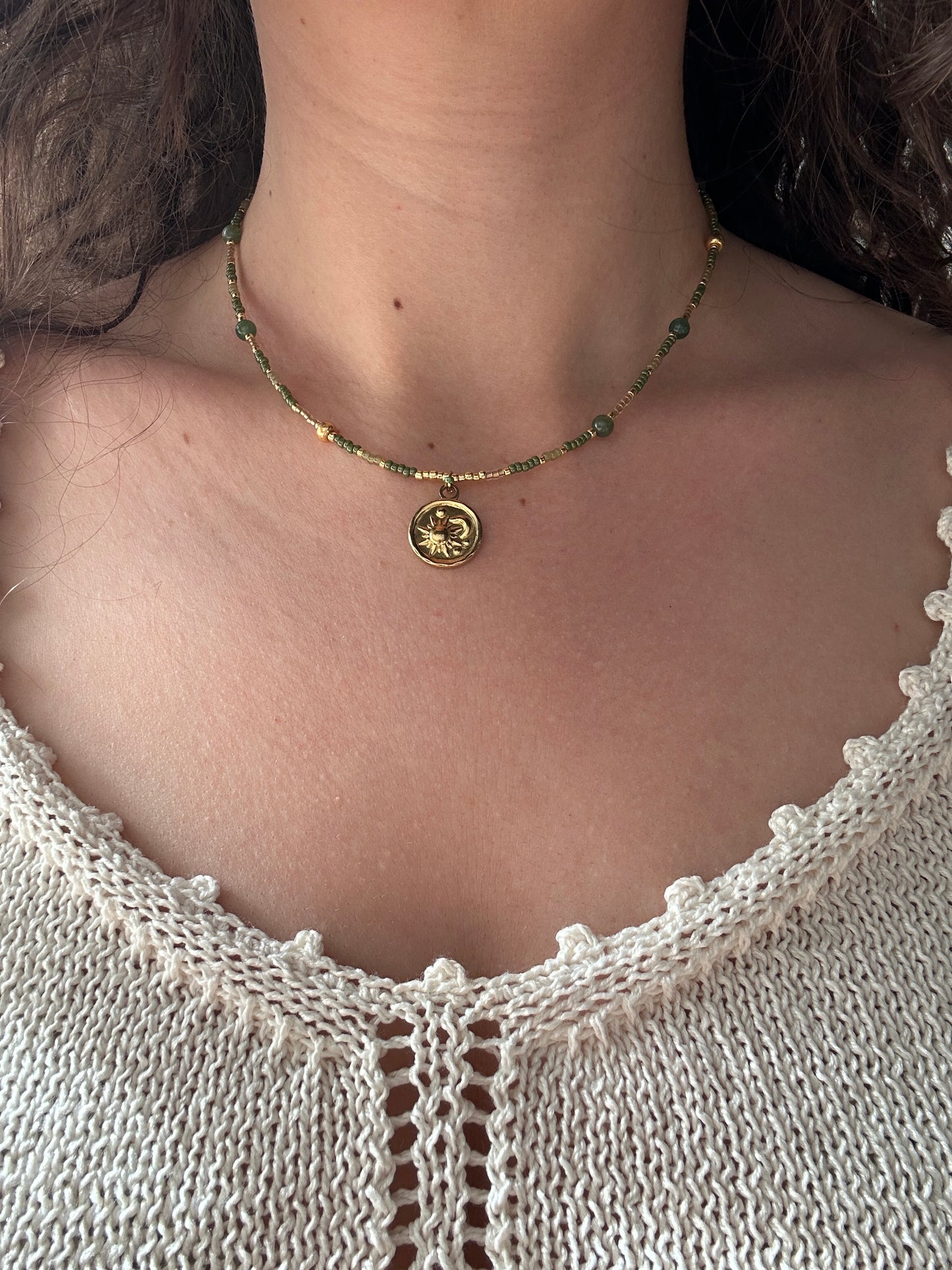 Necklace | Sun & Moon Green